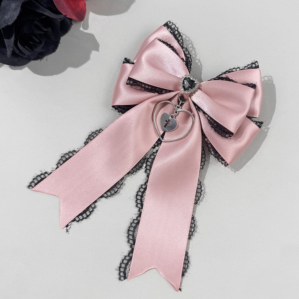 dark-themed lace bow hairpin for women, a fashionable heart-shaped hair accessory of the subculture