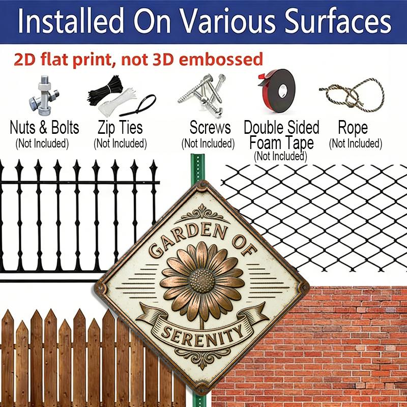 2D Flat, 1pc Vintage Serene Garden Theme Aluminum Wall Plaque - Thin Metal Sign Suitable for / Decoration - Memorial Gift for Father, Wall-Mounted