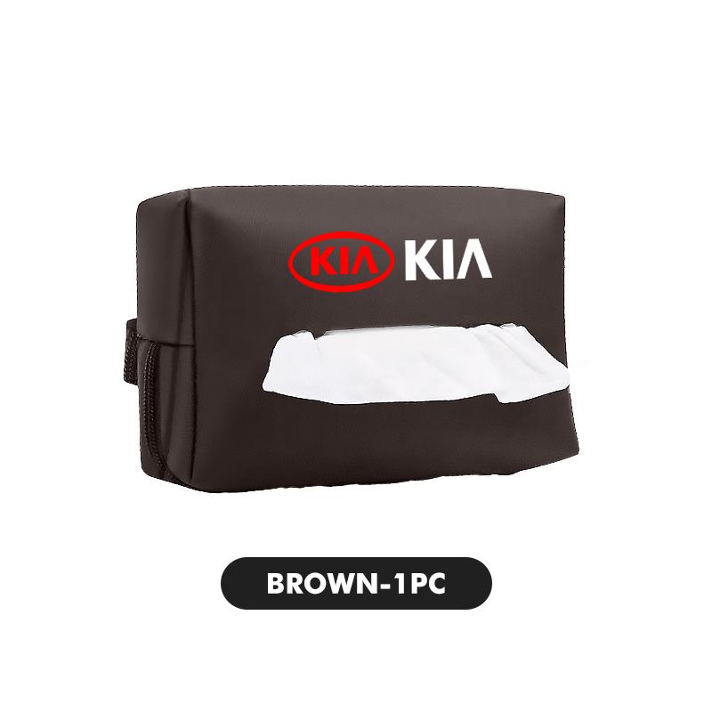 Car Tissue Box Cover Leather Paper Towel Storage Bag For KIA Sorento Stinger Soul Spectra Niro Cadenza Sephia