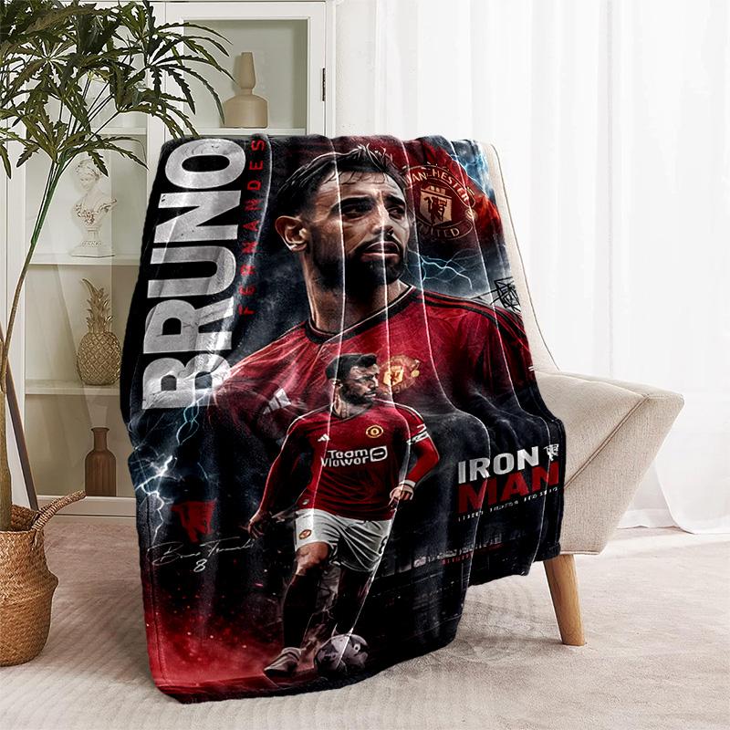 1pc Blanket - Manchester United FC logo Print Design, Lightweight Blanket for Sofa, Bed- Soft &Warm, Gift for All Seasons