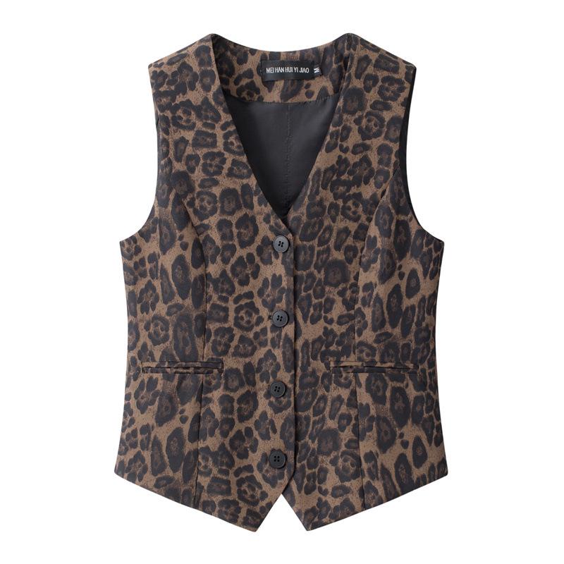 2025 Spring Elegant Collarless Single-Breasted Polyester Cardigan Vest with Pockets for Women - Commuter Style