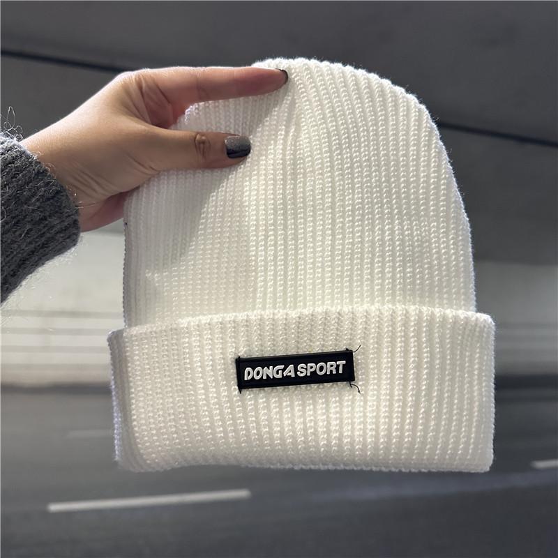 Hat Men's Winter Fashion Alphabet Wool Hat Ear Protector Solid Color Warm and Cold Knitted Cold Hat Women