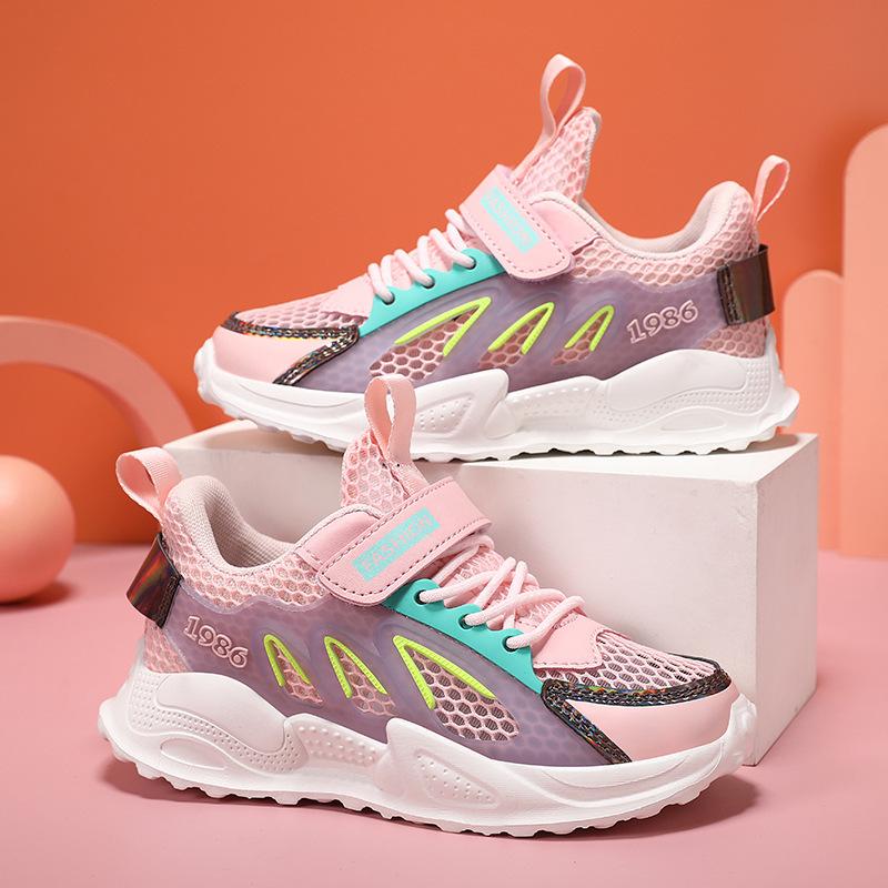 Running shoes new non-slip 2025 fashion single net male and female students girls sports shoes breathable primary school students summer