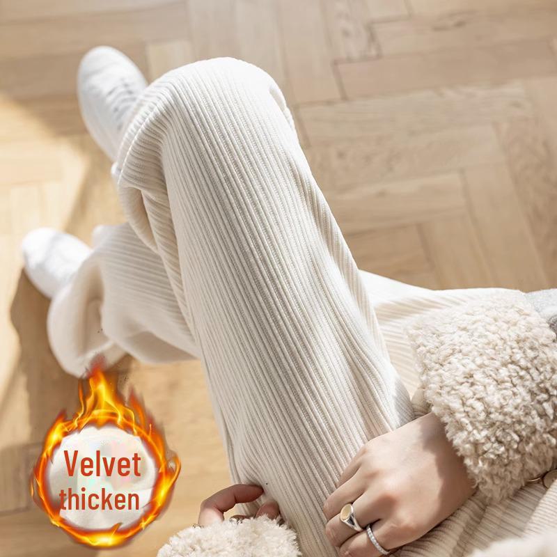 Women's 2024 High-Waist Velvet Drape Wide-Leg Pants: Slim, Loose, Thick, and Casual for Winter.