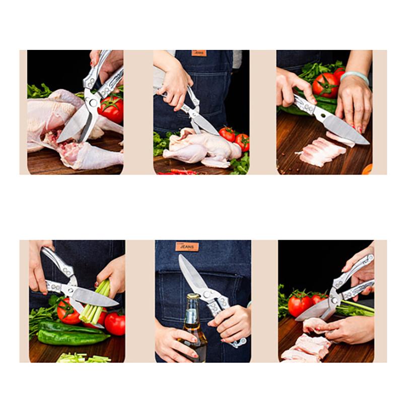 Multi Functional Stainless Steel Food Barbecue Kitchen Scissors Household Specific Strong Shears for Cutting Chicken Bones