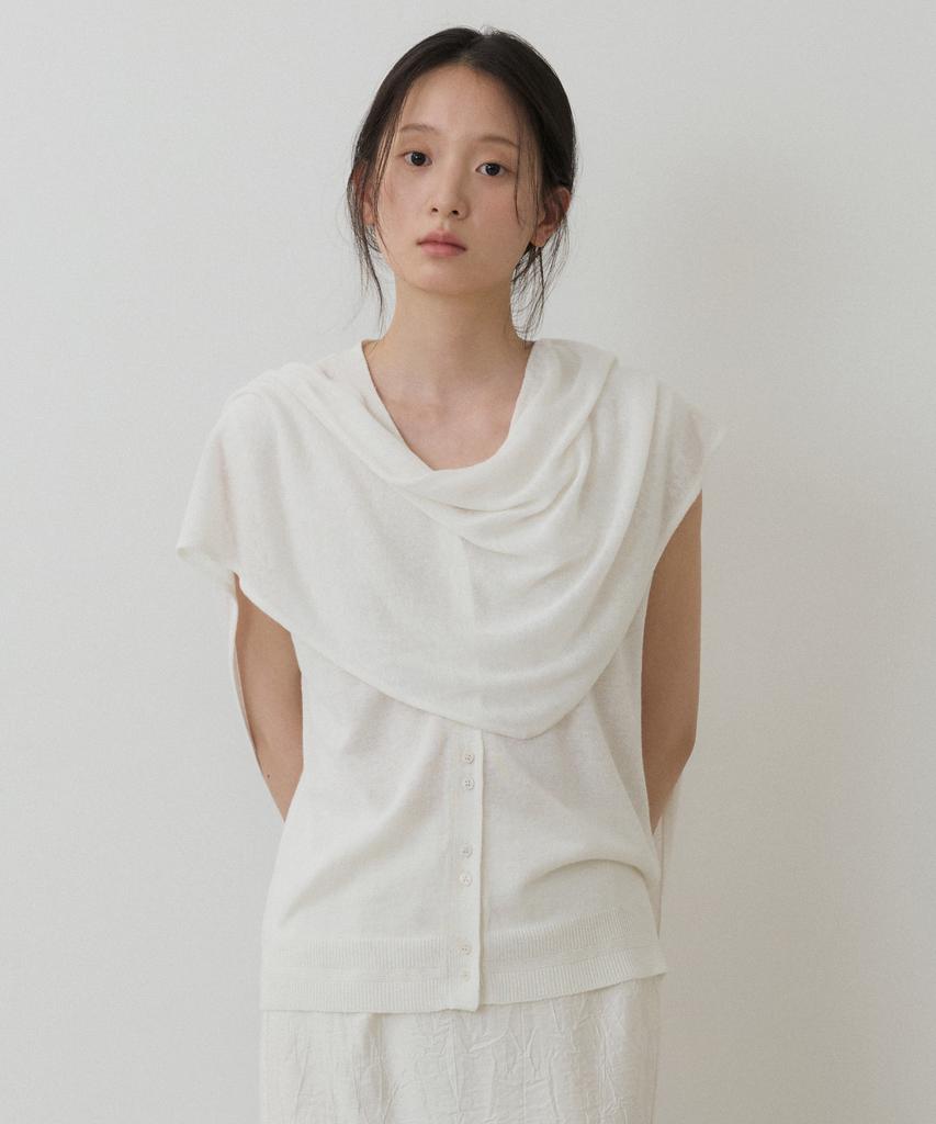 TOWAV Ella Scarf Knit Vest_Ivory
