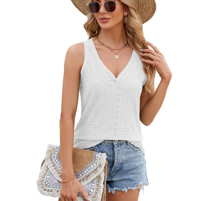 Solid Color V-neck Loose Base Vest Women's T-shirt Top