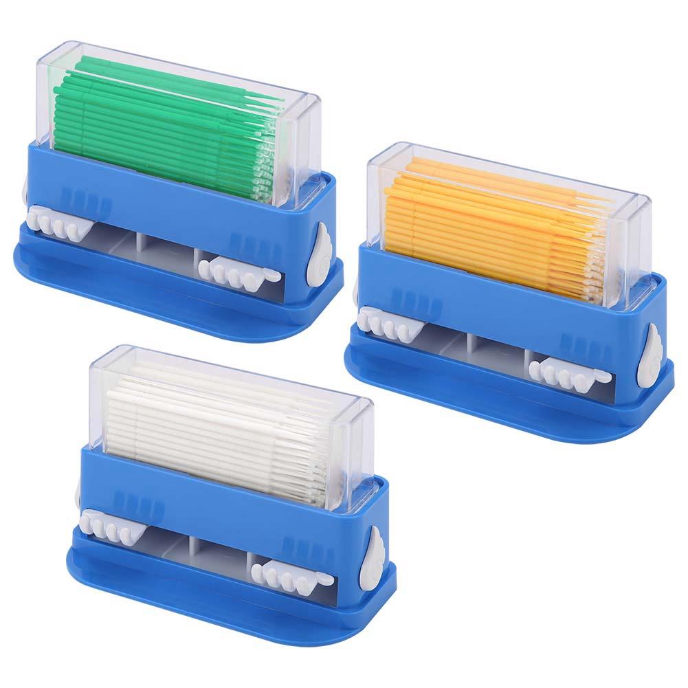 3 Colors Dental Disposable Micro Applicator Tip Bendable Sticks Brush Dispenser with Box