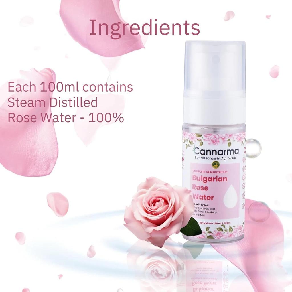 Cannarma Bulgarian Rose Water For Glowing And Hydrates Skin 50ml