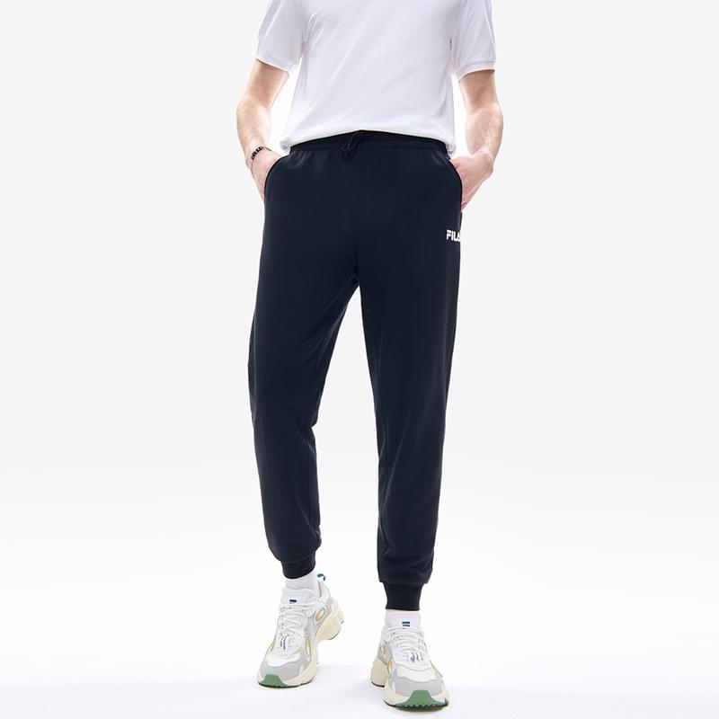 Fila Fusion Letter Print Cuffed Knit Sports Pants Men Bottoms Deep-Black T11M223602FBK