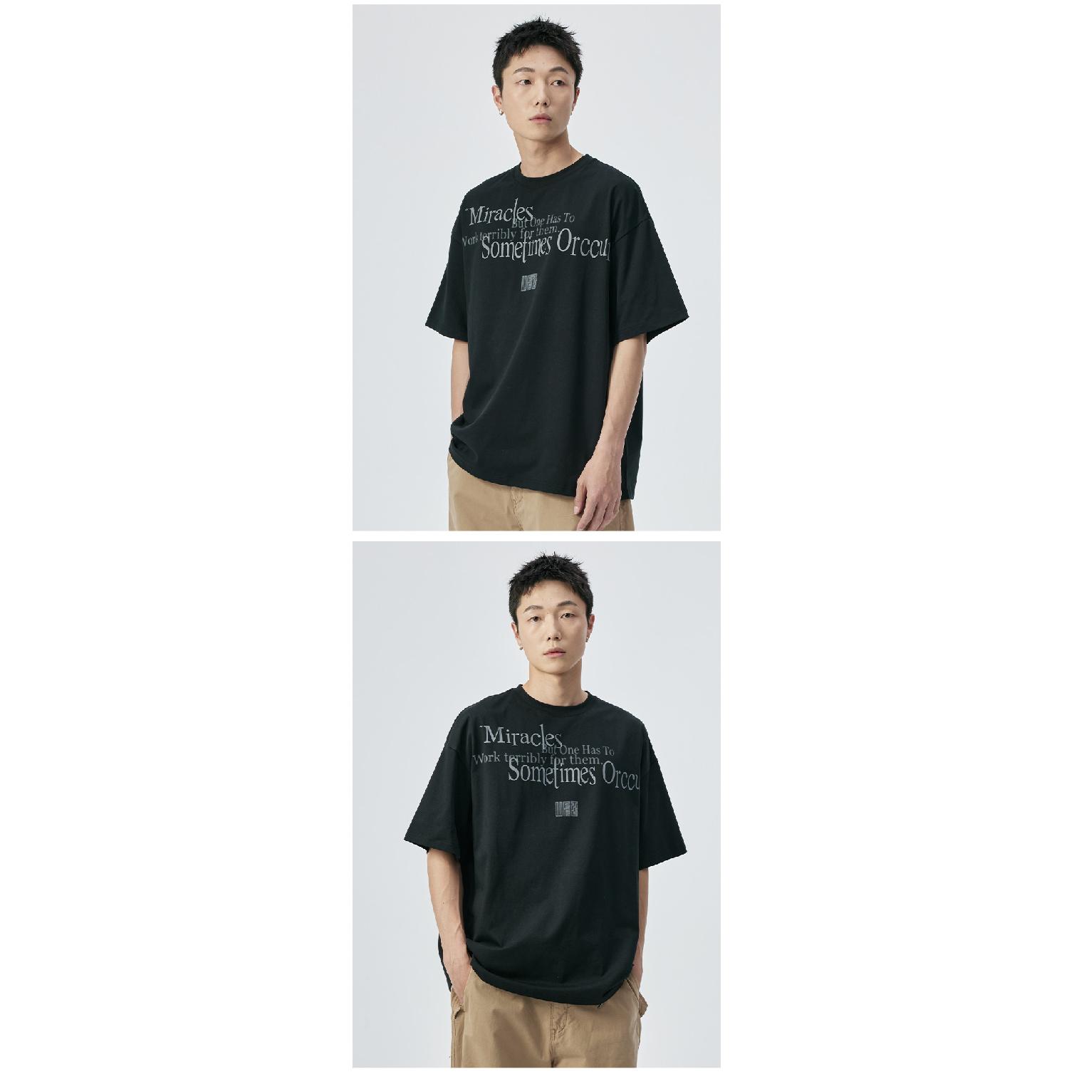 

Футболка с короткими рукавами American Retro High Street, мужская футболка высокого качества Ruan Shuai Oumei, модная брендовая пара 3XL чёрный