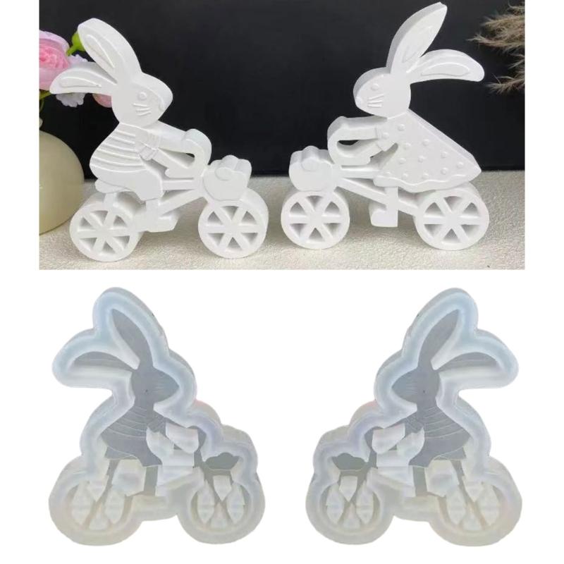 Silikonformen Hasenkerzenformen Handgemachte DIY Seife Backformen Radfahrender Hase Harzgussformen zur Kerzenherstellung