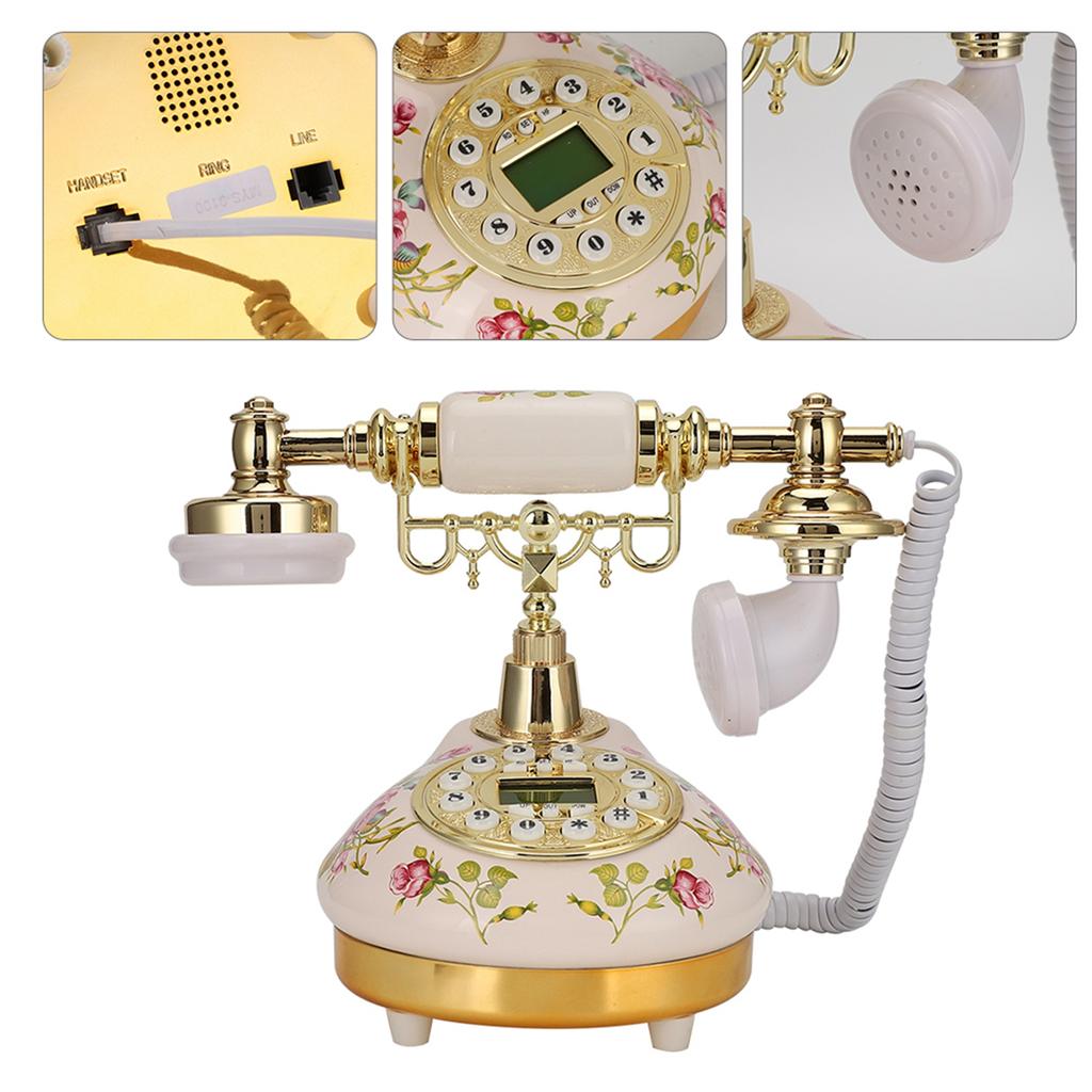 MS 9100 Round Base Ceramic European Rose Retro Telephone for Automatic Detection To FSK DTMF Caller ID