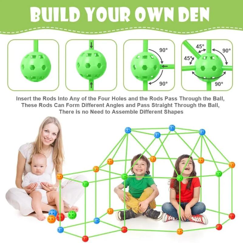 Glow-In-The-Dark DIY Fort Construction Creative Toy Fort Building Kit 3D Castles Tunnels Tents Games Educational Play Tent Toys
