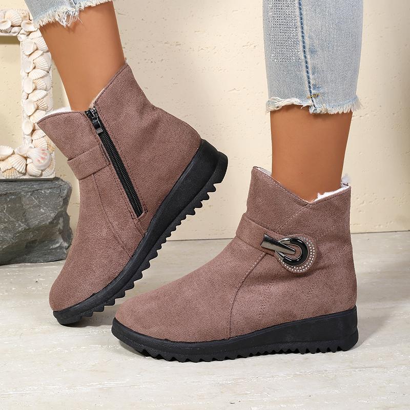 Women's Platform Snow Boots 2025 New Style, Thick Fleece & Suede Ankle Boots-Comfortable, Warm, Versatile Mom's Cotton Boots
