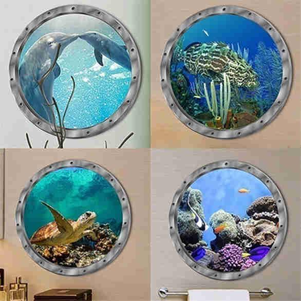 Creative Waterproof Dolphin Tortoise Sticker Wall Sticker Washing Machine Sticker Bathroom Sticker