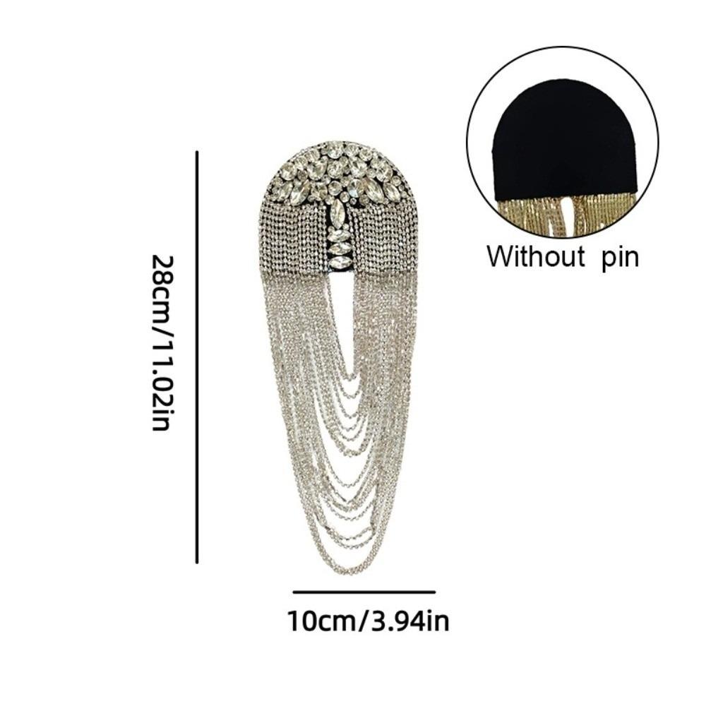 1 шт. Роскошное украшение из бусин Алмазная бахрома Наплечные знаки Разъемная блестящая плечевая брошь Брошь со стразами Наплечный знак