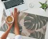 Elegant Decorative Desk Mat Monstera Leaves Retro 90x45 cm