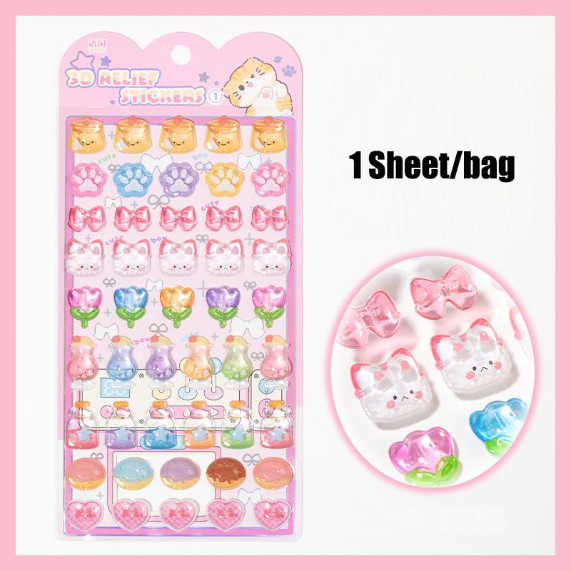Sweet Candy Party Stickers 3D Embossed Decals for Notebook Phone Case Photo Album Dairy Guka Decoration