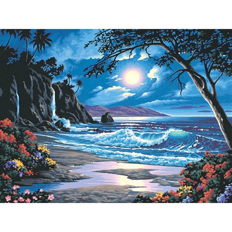 New 5D DIY Diamond Painting Scenery Diamond Embroidery Sea View Cross Stitch Full Round Drill Home Decor Manual Art Gift