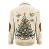 Christmas Print 3-button - Men's Stand Up Collar Sweatshirt, Outdoor Casual Hoodie With Buckle