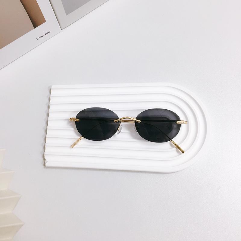 Diamond-Encrusted Same Korean Fashion Sunglasses Travel Photo Shading Trendy Versatile Frameless Sunglasses