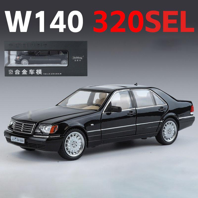 1/24 Benz W140 S320 SEL Alloy Classic Old Car Model Diecasts Metal Retro Vehicles Car Model Sound and Light Collection Kids Toys Gift