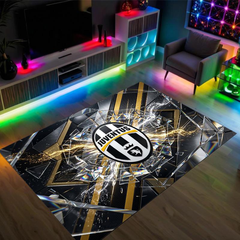 Juventus FC Design Crystal Velvet Carpet Cozy Non?Slip Printed Rug For Bedroom Living Room Entrance
