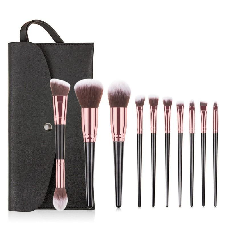 10pcs Makeup Brush Set Soft Bristle Foundation Blush Eyeshadow Concealer Brow Brushes Portable Beauty Tools