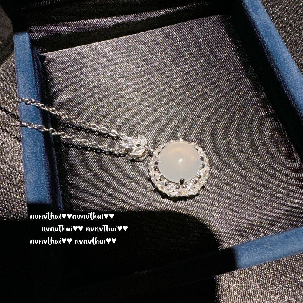 Ожерелье с подвеской из замороженного белого халцедона в виде личи и подсолнуха, новый китайский стиль, Кольцо с цветком из белого и зеленого халцедона «Улыбка наложницы»