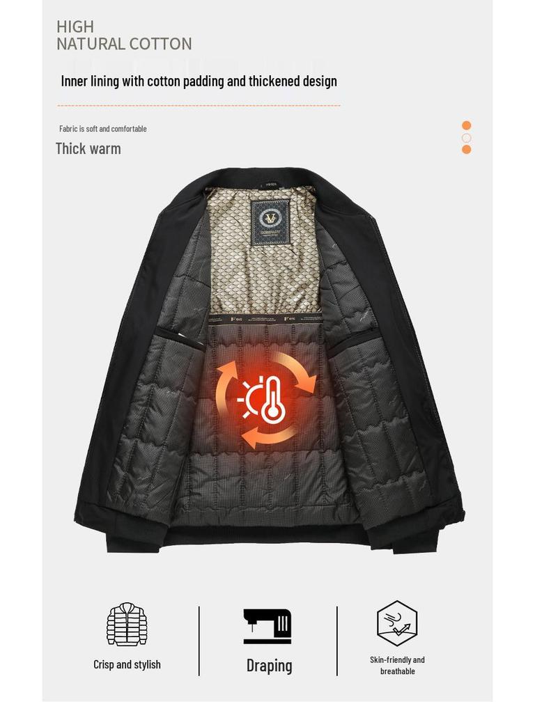 2025 Men's Autumn & Winter Cotton Jacket - New Style Casual Warm Coat for Middle-aged Dads