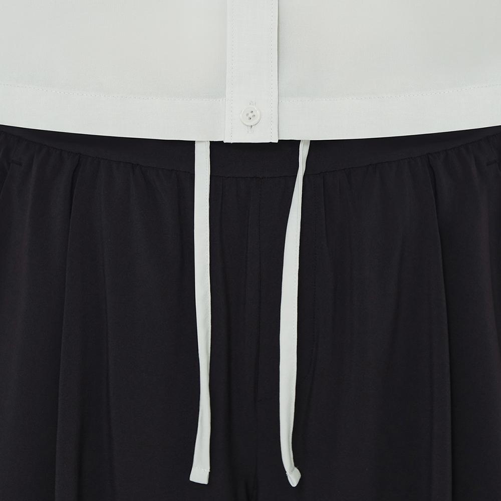 ANDAR Linen-Like String Crop Shirt