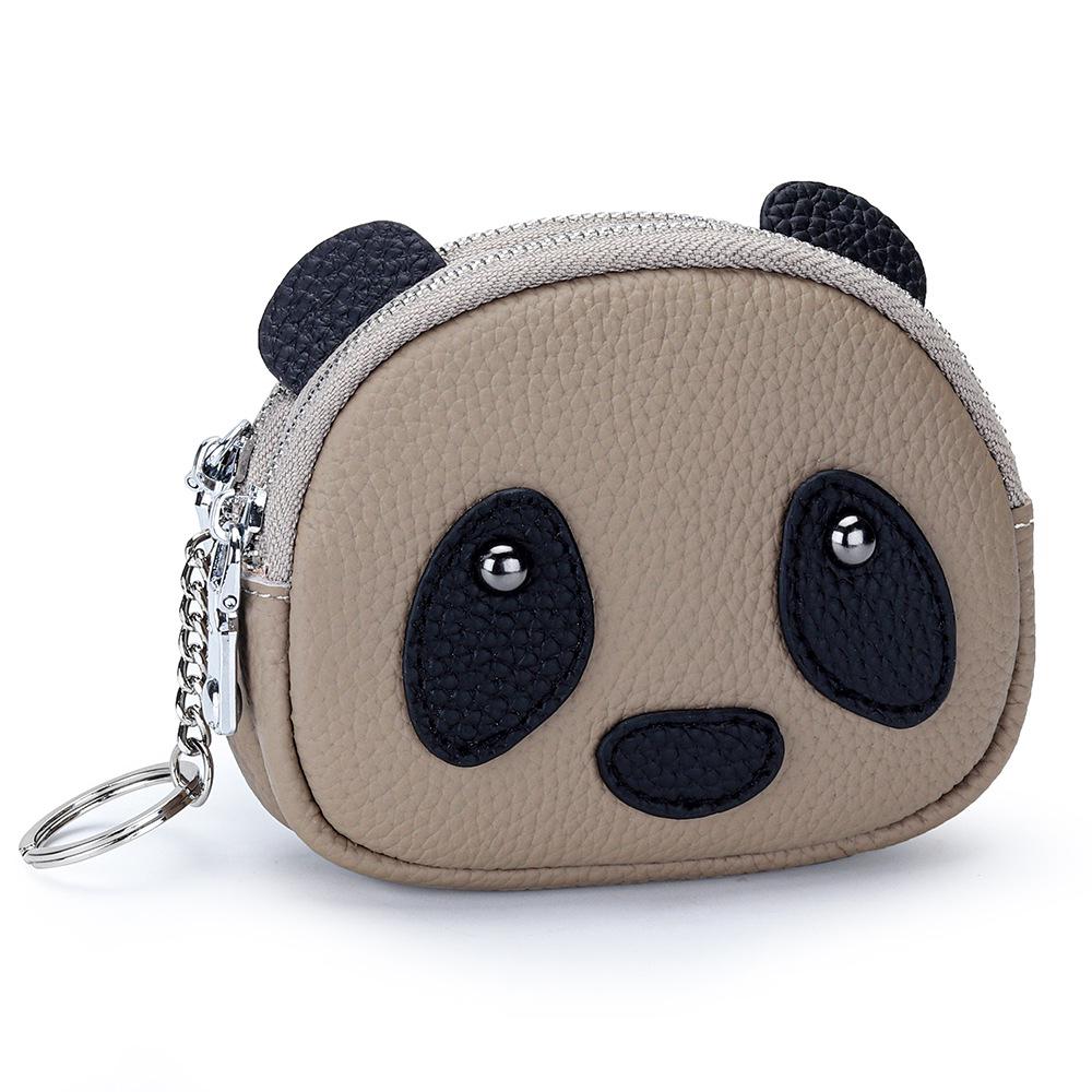 Women's Genuine Leather Large Capacity Double Zipper Coin and Lipstick Pouch