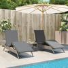 Vidaxl Sun Loungers with Table, 2 Pcs, Grey, Poly Rattan
