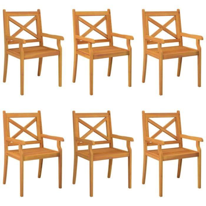 3098661 vidaXL Chaises à dîner d'extérieur 6 pcs Bois d'acacia massif