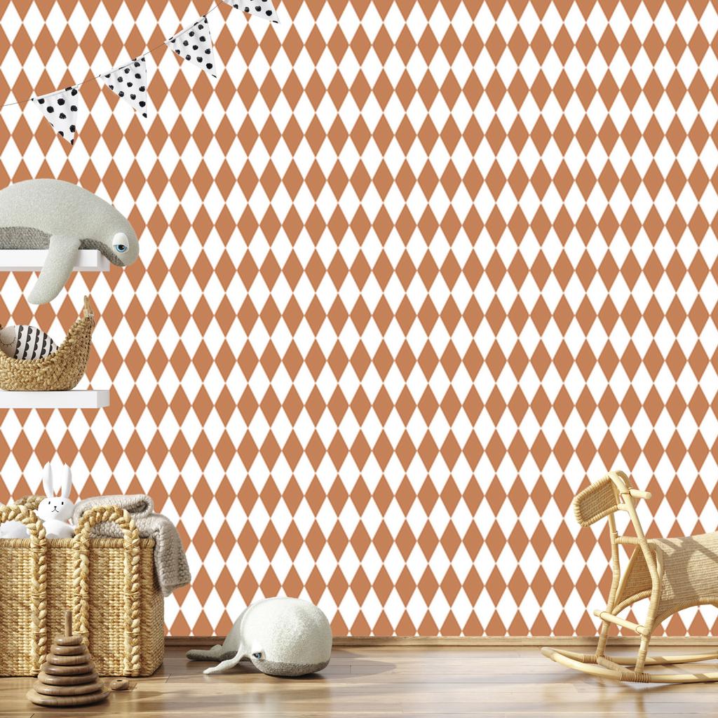Harlequin Diamonds Wallpaper White, Cream, and Orange 50x1000