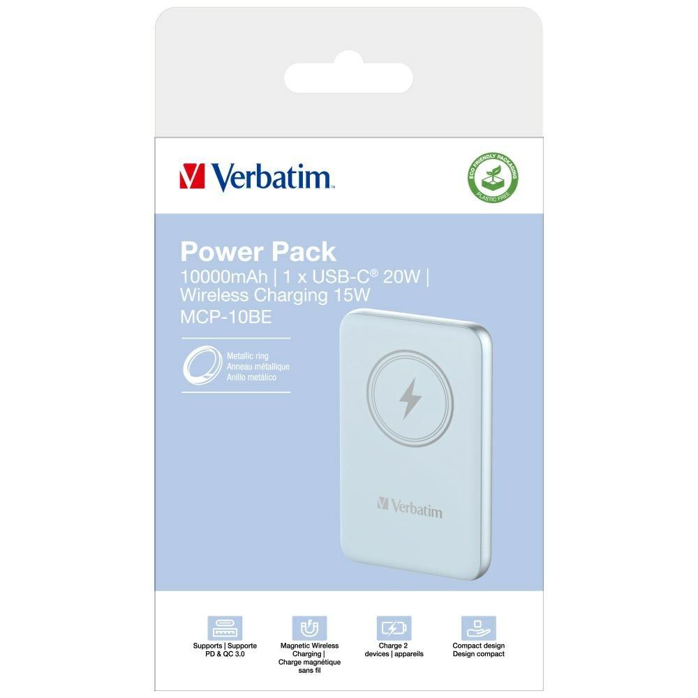 Verbatim Powerbank Indukcyjny `N` Go 15W10000Mah Wireless Magnetic Niebieski/Blue 32247