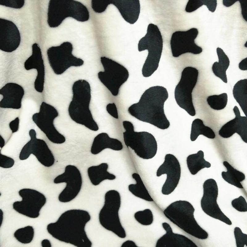Tela de Terciopelo 100*160cm Lindo Patrón de Vaca Lechera Tela de Franela Suave Para Costura DIY Ropa de Cama Pijamas Manta para Mascotas Cojín de Sofá