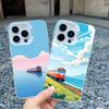 Meerblau Himmel Strand Schienenbahn Laser Handyhülle Für iPhone 16 11 12 13 Pro Max Mini 15 14 Pro Max Plus Stoßfeste Rückseite Fundas