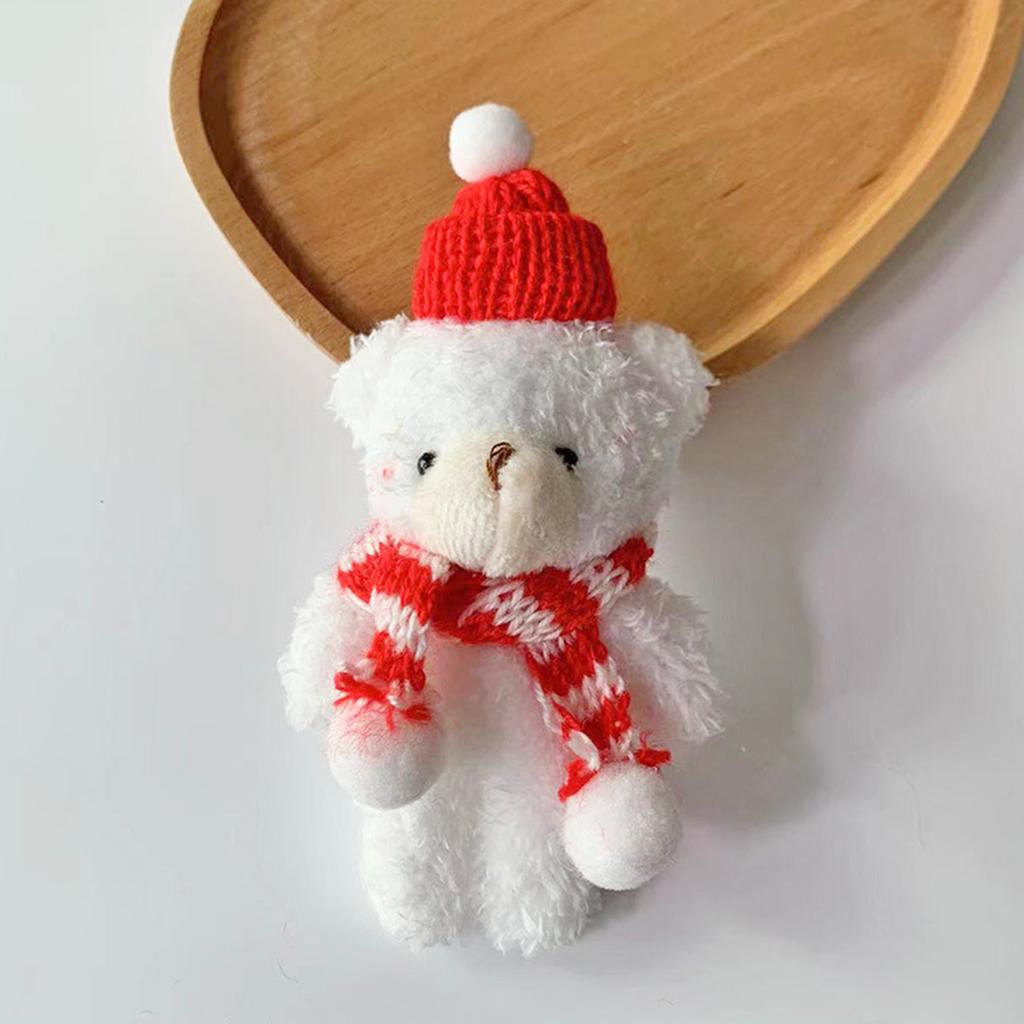Lovely Cartoon Bear Doll with Christmas Scarf Hat Cake Decoration Plush Animal Stuffed Toy for Kid Girls Children Gift