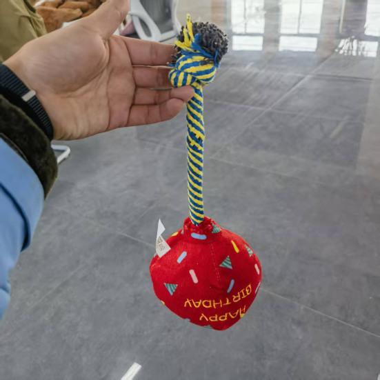 Pet Toy Chew-Resistant Interactive Sound Maker Birthday Balloon Plush Ball Toy Medium Large Dogs Party Decor