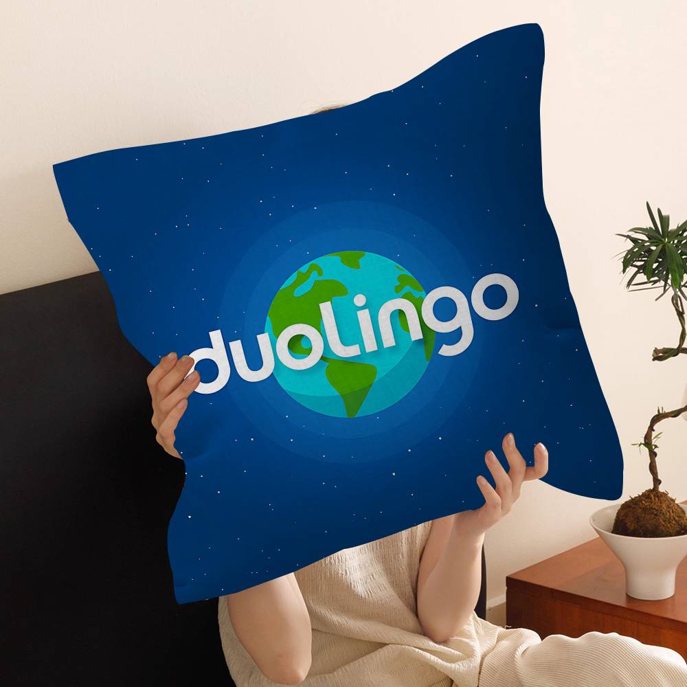 Funnyt D-Duolingo Pillow Covers Cartoon Sofa Decorative Home Double-sided Printing Short Plush Cute Cushion Cover