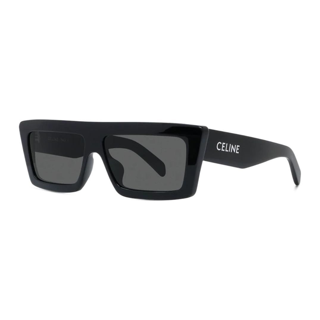 

Celine Logo Mirrored Square Sunglasses Unisex sunglasses CL40214U Basic Packaging-Eyeglass Case+Box,57,Black