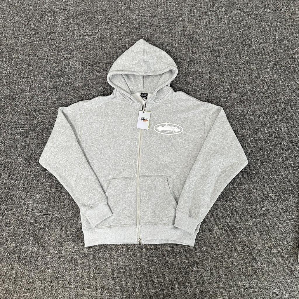 Corteiz Vibe Hip Hop Fleece gevoerde hoodie met rits voor heren