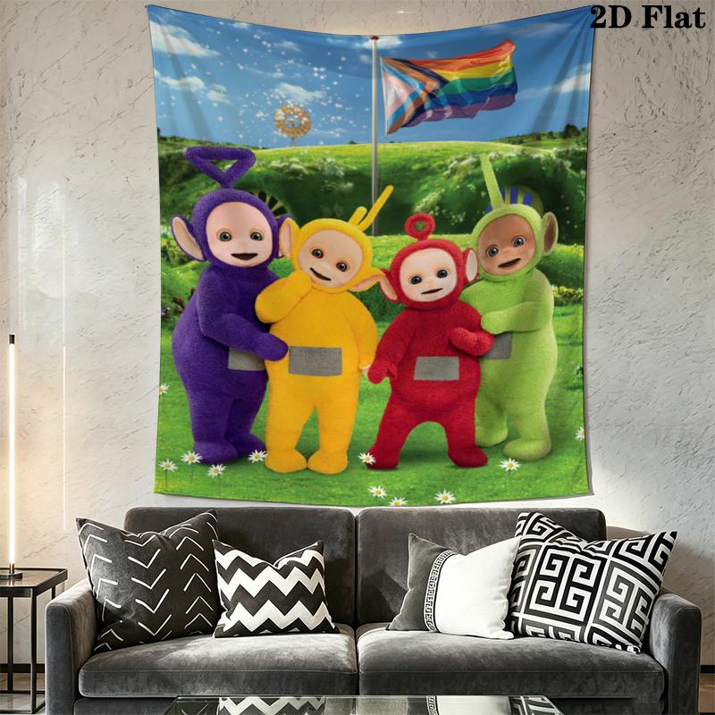 Teletubbies Wall Tapestry Aesthetic Wall Hanging Printed Fabric Blanket Decorative Tapestries for Bedroom Living Room Home Decor