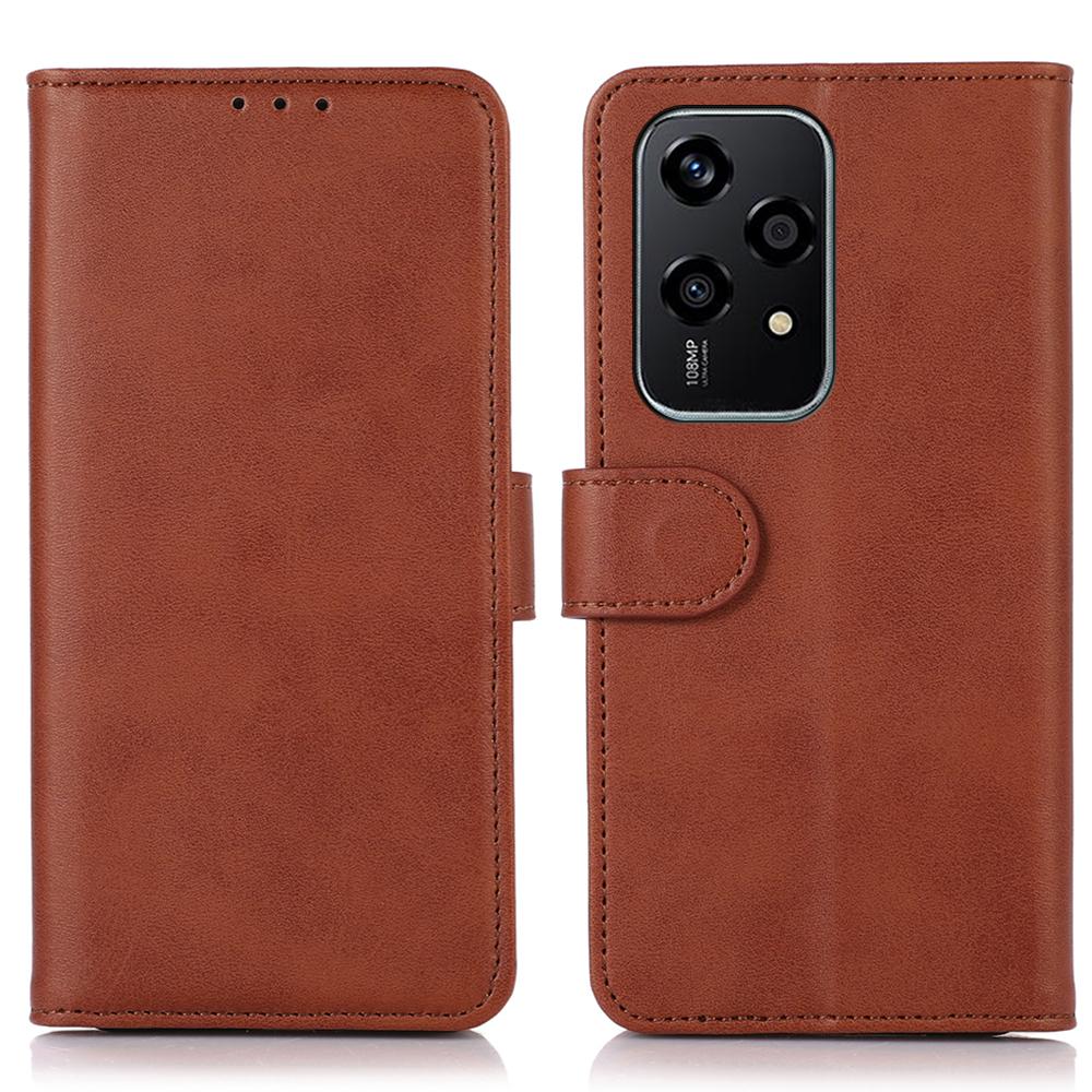 

For Honor 200 Lite Wholesale Phone Case Cowhide Texture Wallet PU Leather Stand Phone Cover Brown