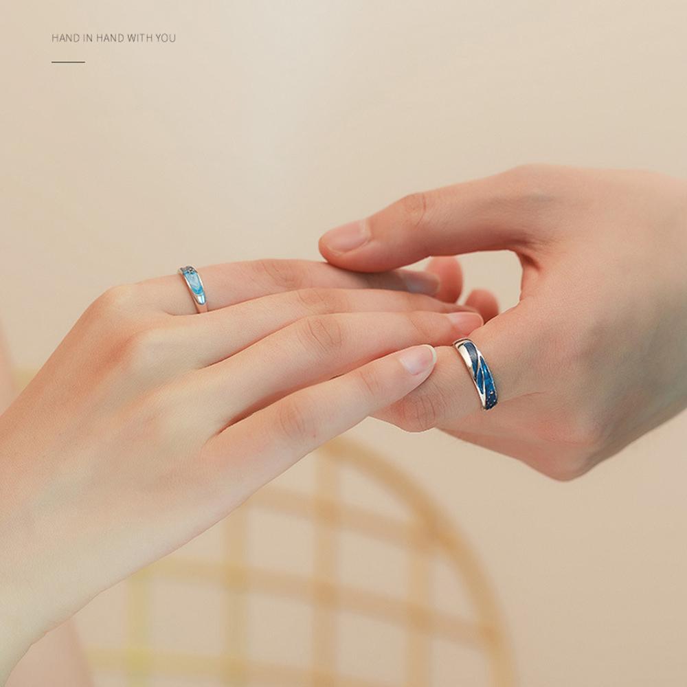 2 Pieces/Set Copper Color Couple Rings Fashion Wedding Bride Bridegroom Jewelry Starry Sky Rings Anniversary For Best Friends