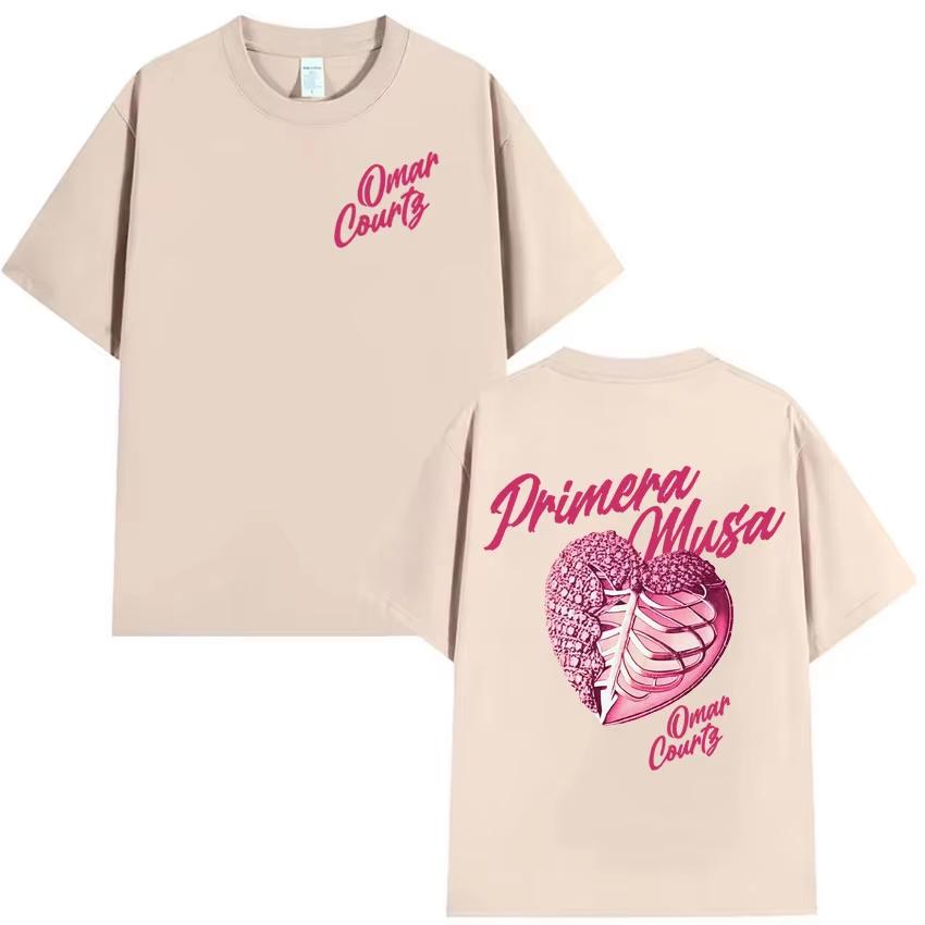 Rapper Omar Courtz Primera Musa 2026 Heart Graphic Tshirt Mens Clothing Hip Hop T Shirt Summer Top Tshirts Streetwear