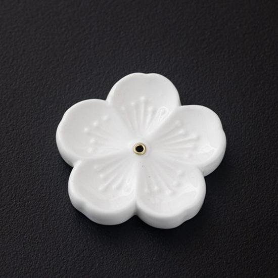 Ceramic Multi-Color Cherry Blossom Incense Holder with Gold Ring and Origami Crane Design