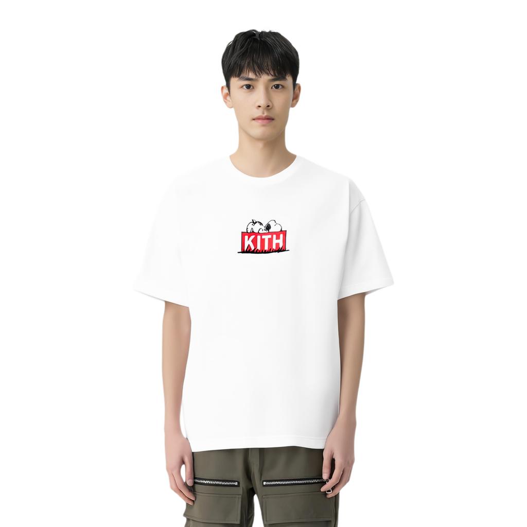 Kith X Peanuts Doghouse Classic Logo Letter Round Neck Pullover Short Sleeve T-Shirt Men T-Shirts White KHM033385-101